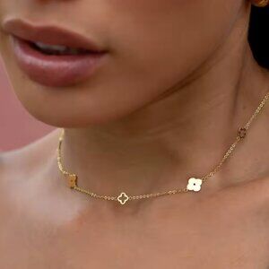 14K Gold Filled Four Leaf Clover Necklace